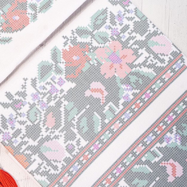 Zbliżenie haftu tradycyjnego